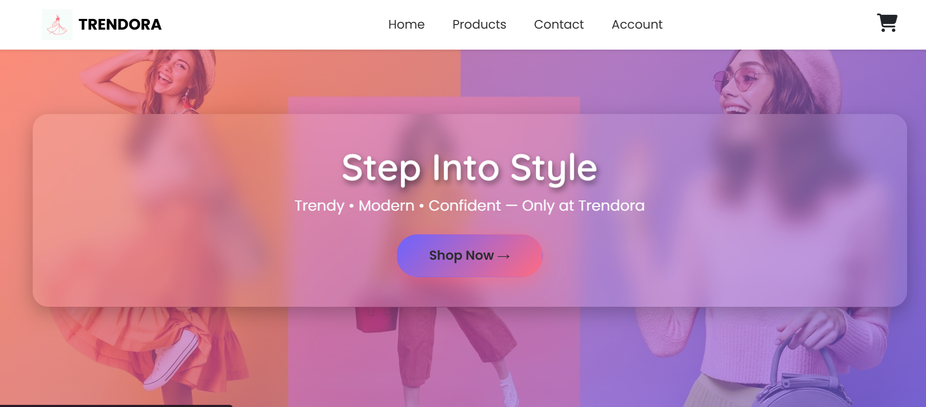 Homepage preview — hero with featured products